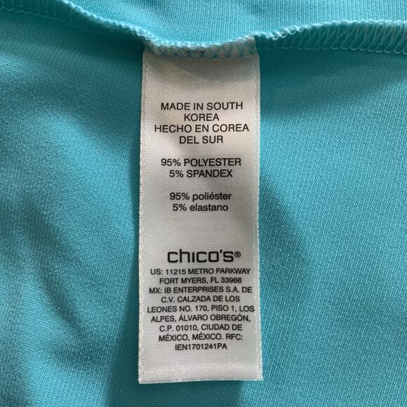 Chico's Top Womens Size 4 Stella Boat Waterloo Blue Liquid Knit Short Sleeve NWT - Picture 5 of 7